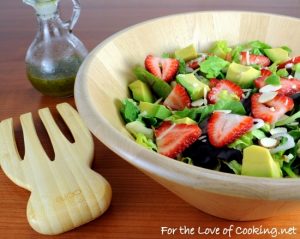 Strawberry and Avocado Salad with Honey Maple Poppy Seed Vinaigrette