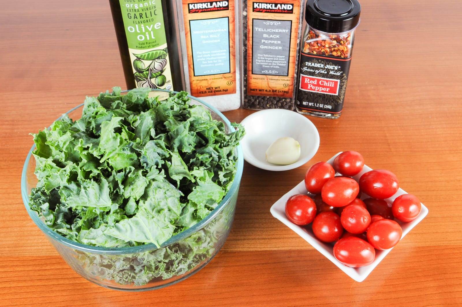 Sautéed Kale with Grape Tomatoes, Garlic, and Parmesan