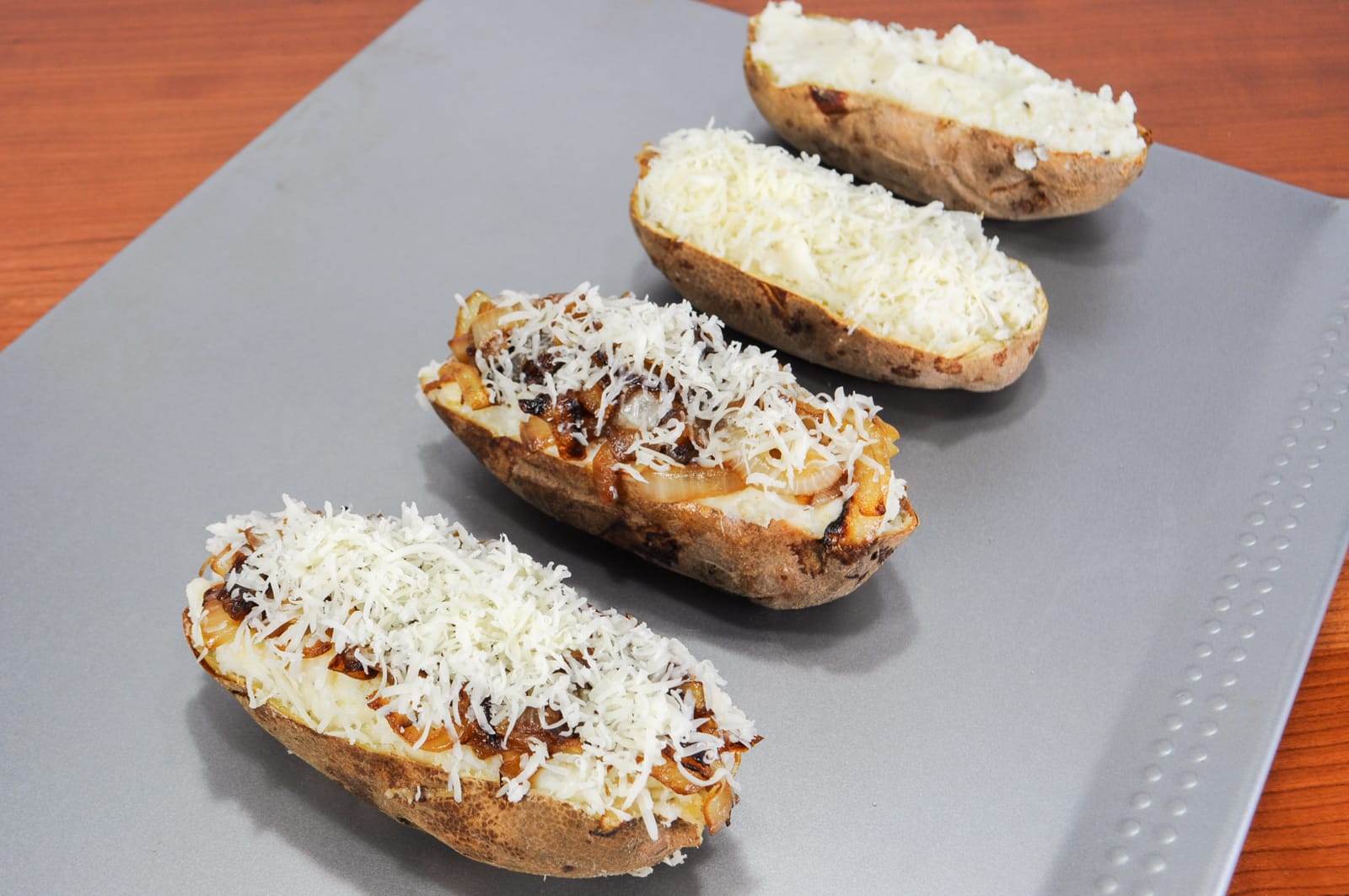 Caramelized Onion and Swiss Cheese Twice Baked Potatoes