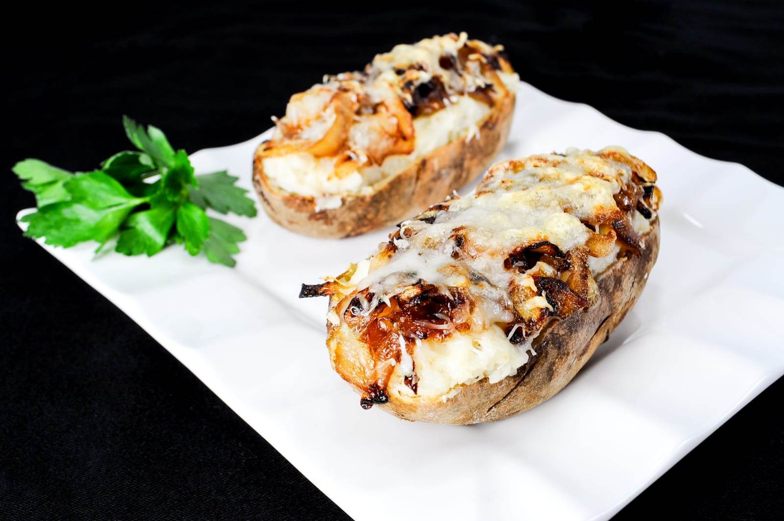 Caramelized Onion and Swiss Cheese Twice-Baked Potatoes