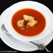 Fire Roasted Tomato Soup with Homemade Croutons