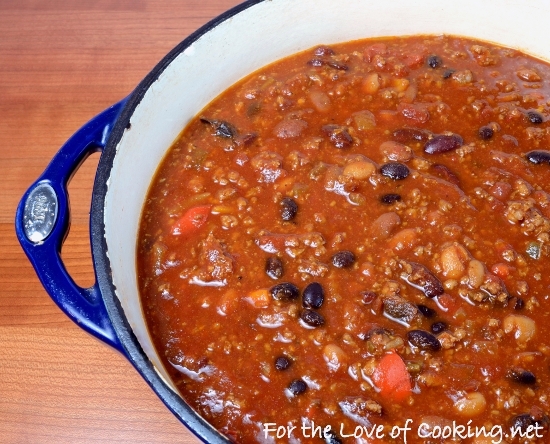 Three Bean Turkey Chili | For the Love of Cooking