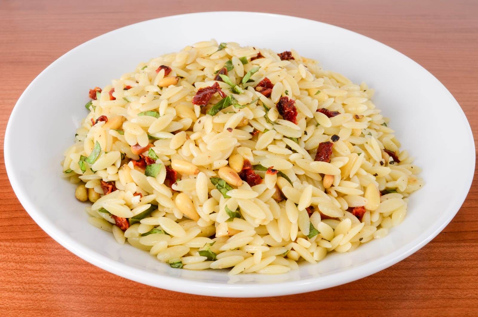 Orzo with Sun-Dried Tomato, Pine Nuts, and Basil