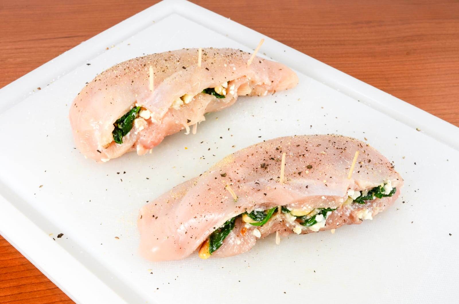 Chicken Stuffed with Spinach, Feta, and Pine Nuts