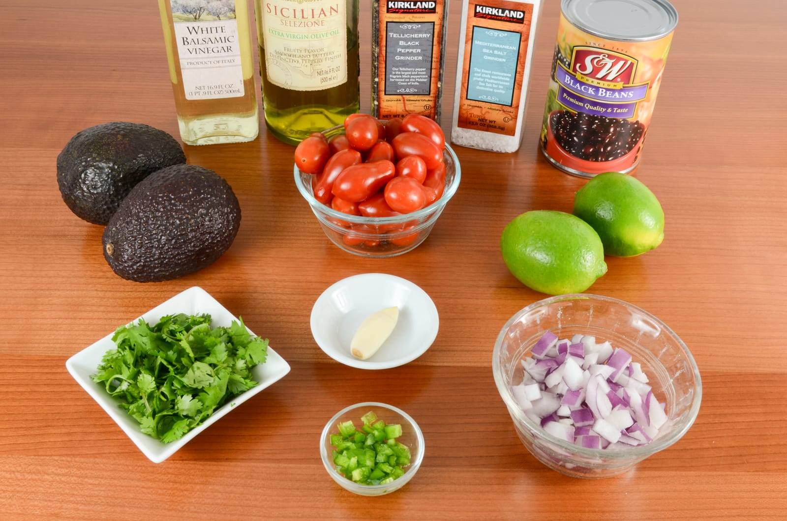 Black Bean Salad with Avocado, Tomatoes, Red Onion, and Cilantro