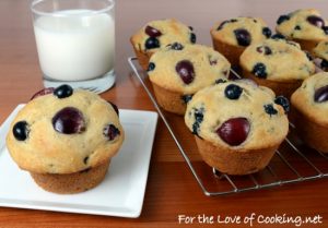 Cherry And Blueberry Muffins | For The Love Of Cooking