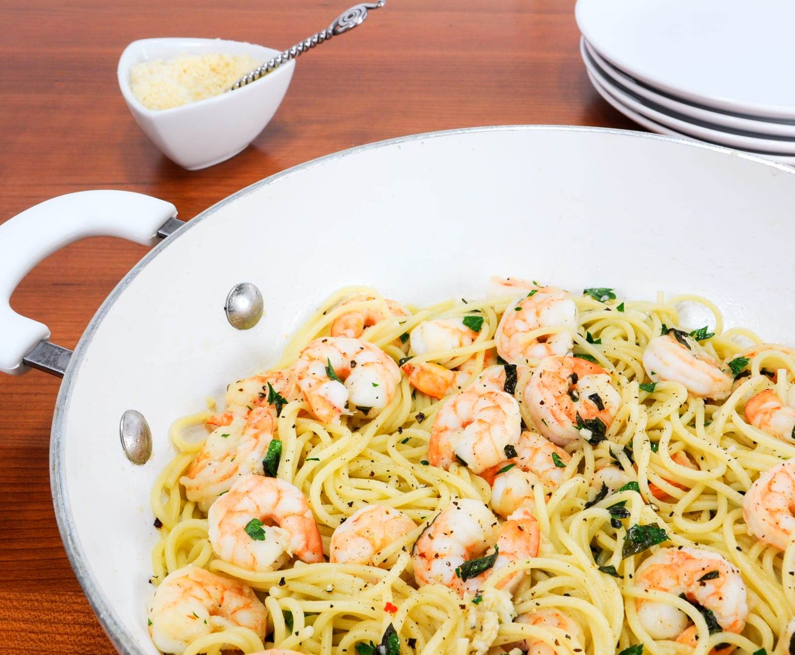 Fresh Herb and Garlic Pasta with Shrimp