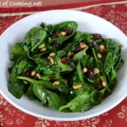 Wilted Spinach with Dried Cherries and Pine Nuts