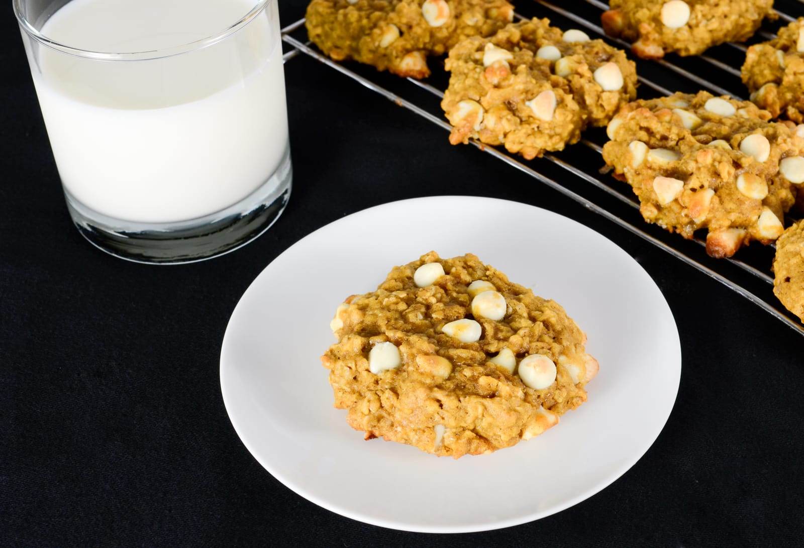 Pumpkin Oatmeal Cookies with White Chocolate Chips