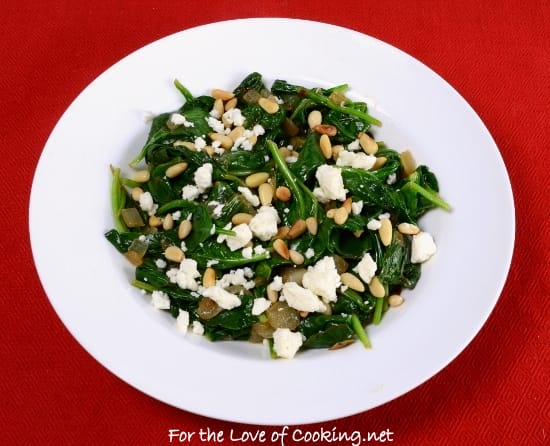 Lemony Spinach with Feta and Pine Nuts