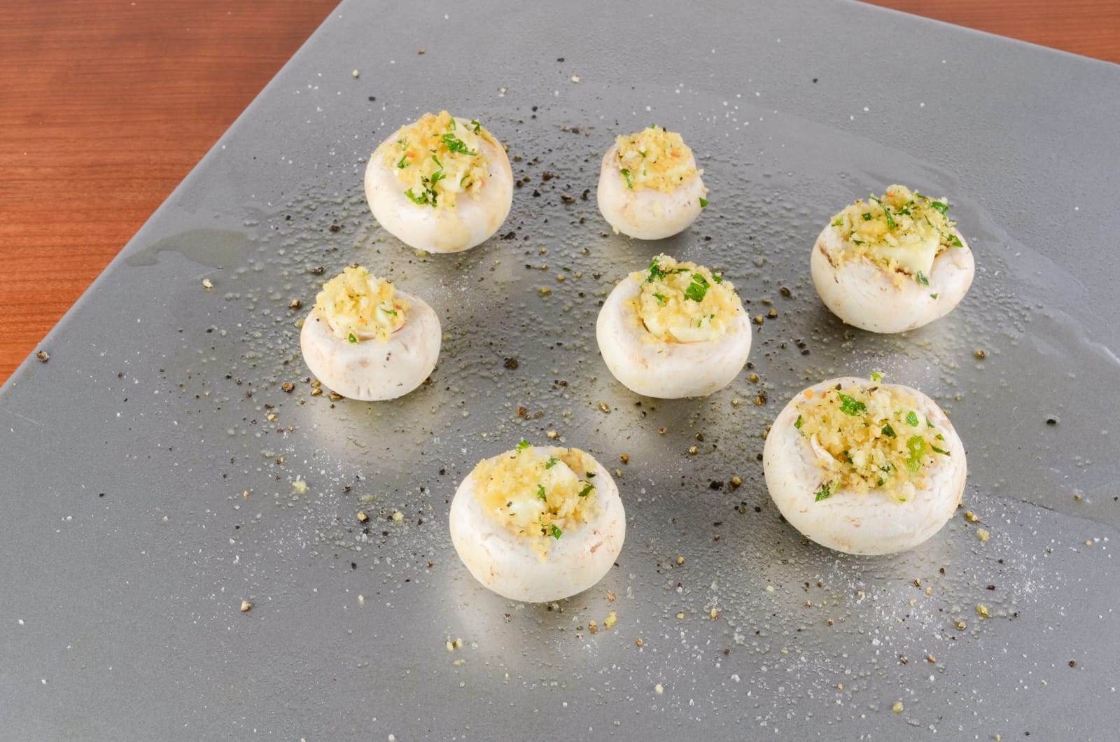 Brie Stuffed Mushrooms Topped with Garlicky Panko