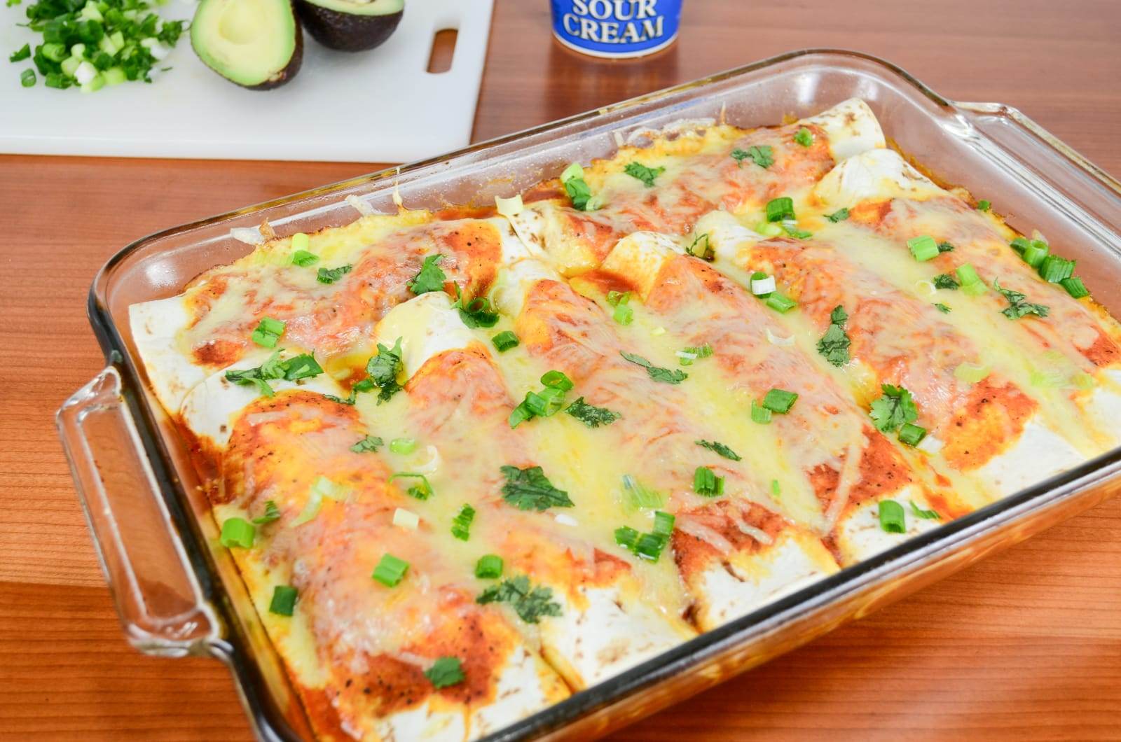 Pork Tenderloin and Caramelized Onion Enchiladas in a Homemade Enchilada Sauce