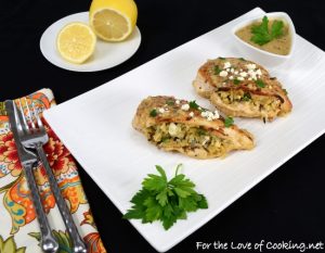 Rice and Mushroom Stuffed Chicken Breasts with a Lemon Mustard Sauce