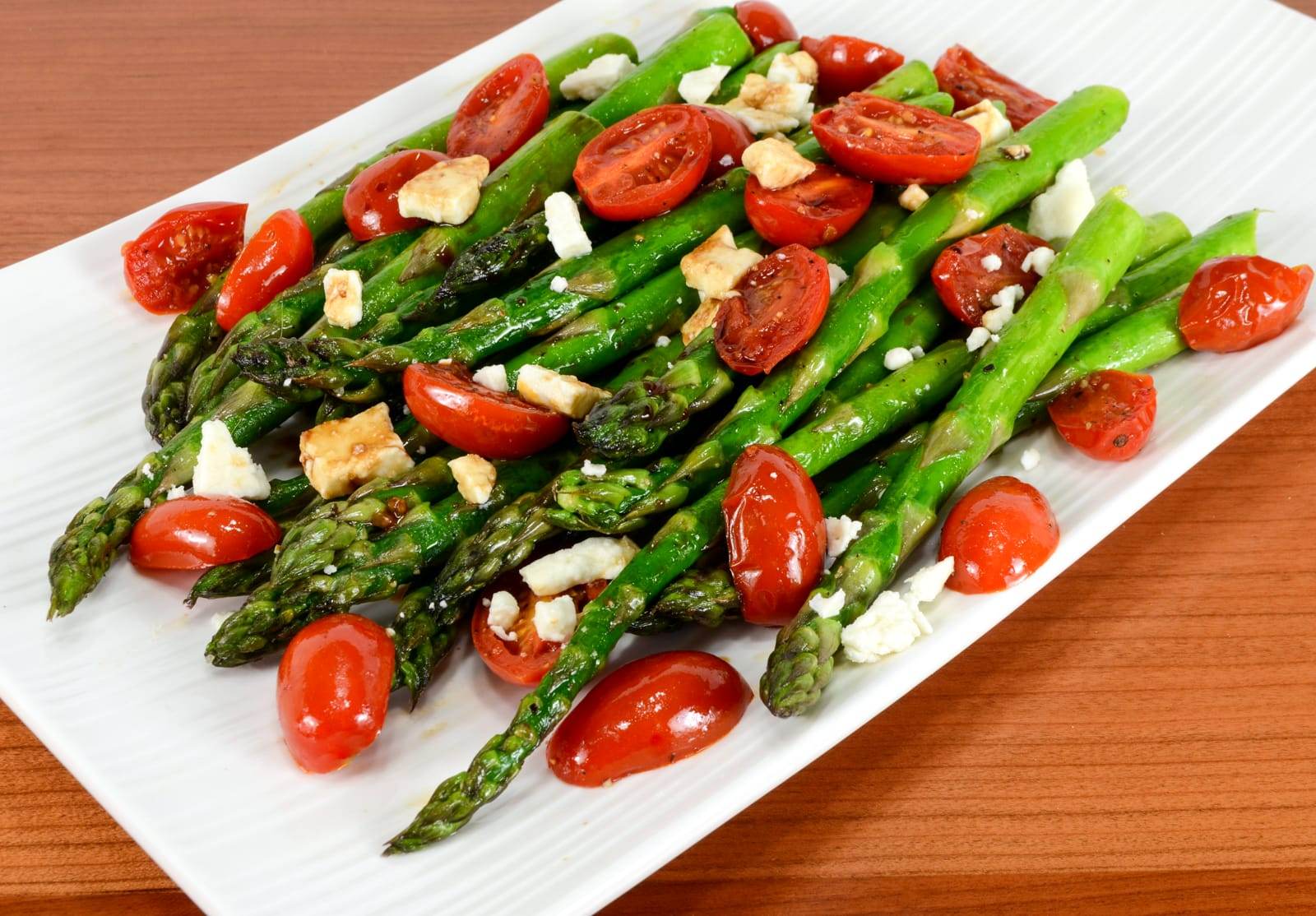 Asparagus and Tomato Sauté with Balsamic and Feta