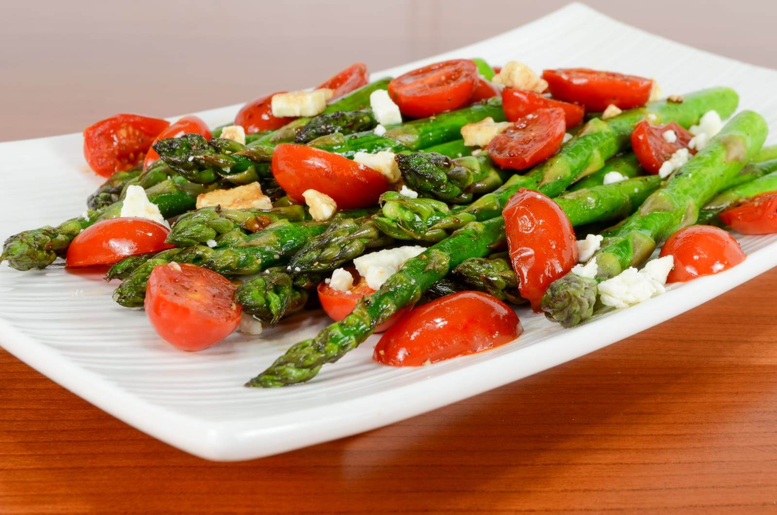 Asparagus and Tomato Sauté with Balsamic and Feta