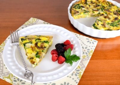 Baked Caramelized Mushroom, Onion, Spinach, and Swiss Cheese Frittata
