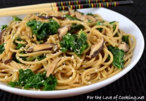 Sesame Noodles with Sautéed Shiitake Mushrooms and Kale