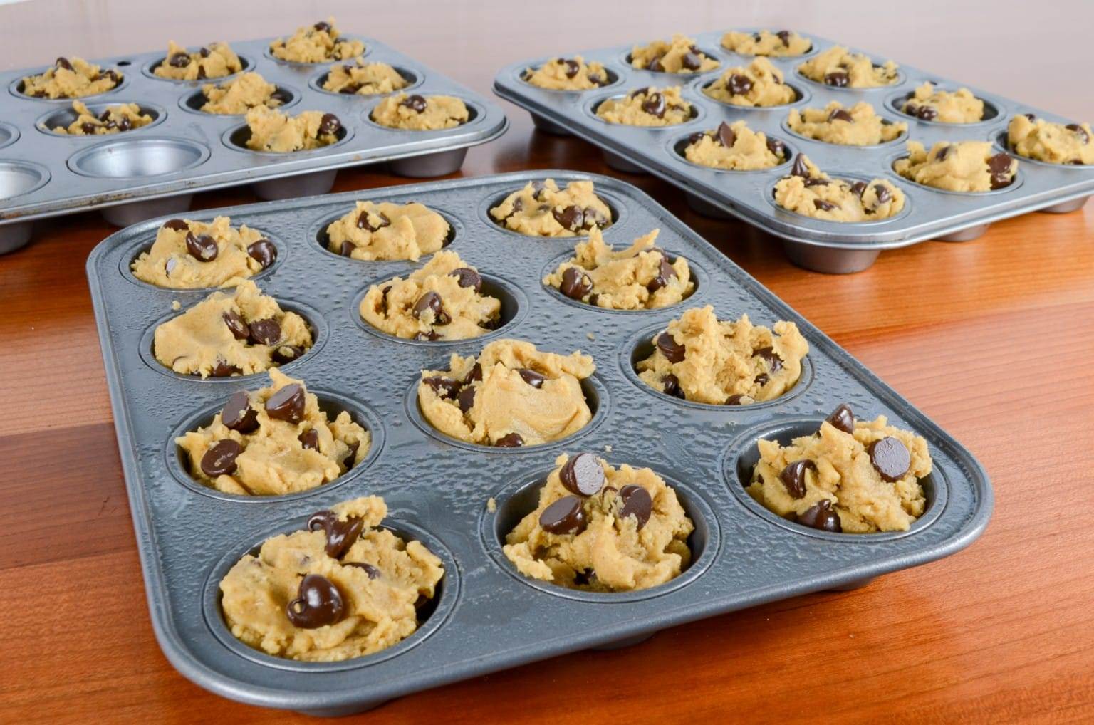 Mini Peanut Butter Chocolate Chip Cookie Cups | For the Love of Cooking