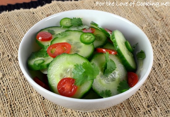 Spicy Asian Cucumber and Tomato Salad with Cilantro