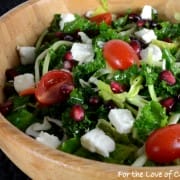 Kale Salad with Tomato, Pomegranate Seeds, and Feta