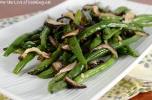 Roasted Green Beans with Shiitake Mushrooms and Garlic