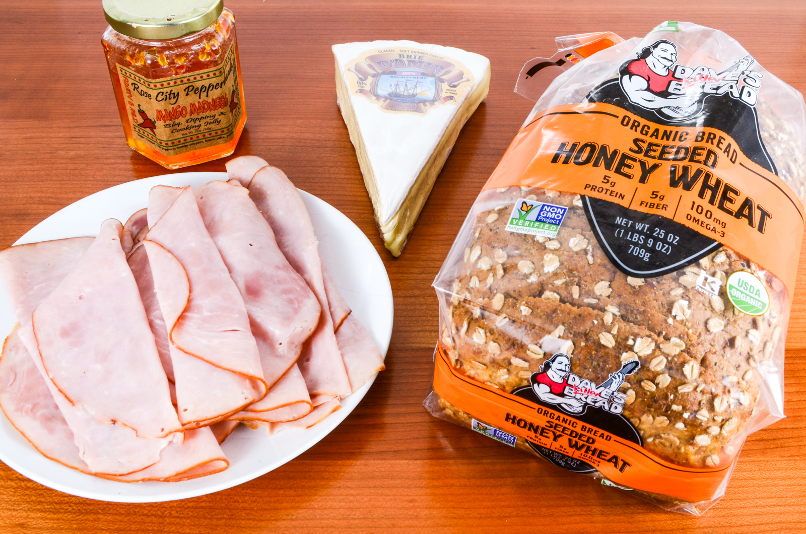 Brie, Ham, and Spicy Mango Jelly Grilled Cheese Sandwich