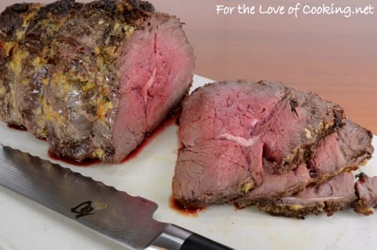 Slow-Roasted Roast Beef with Mustard, Garlic, and Thyme