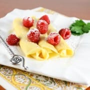 Crepes with Lemon Curd and Fresh Raspberries