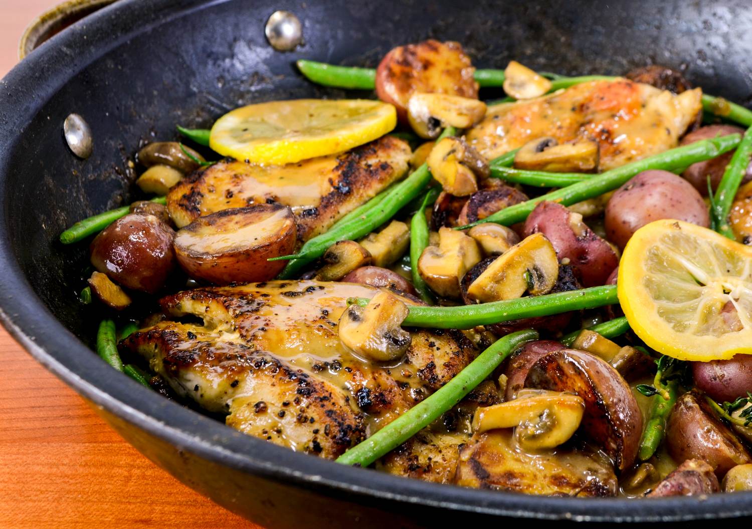 One Pot Dinner-Chicken with Potatoes, Green Beans, and Mushrooms