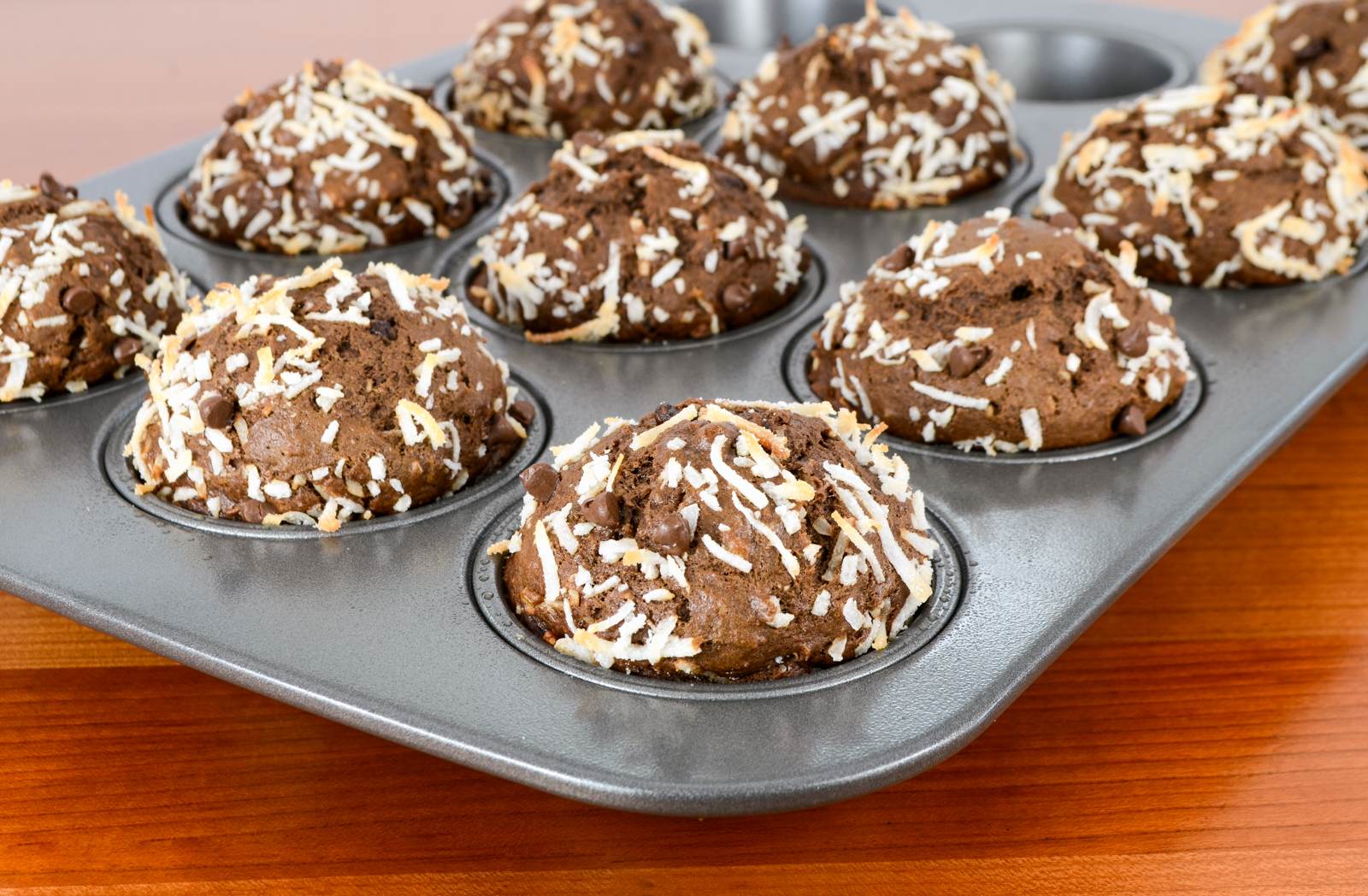 Chocolate, Banana, and Coconut Muffins