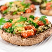 Roasted Portobello Mushrooms Stuffed with Spinach and Tomatoes
