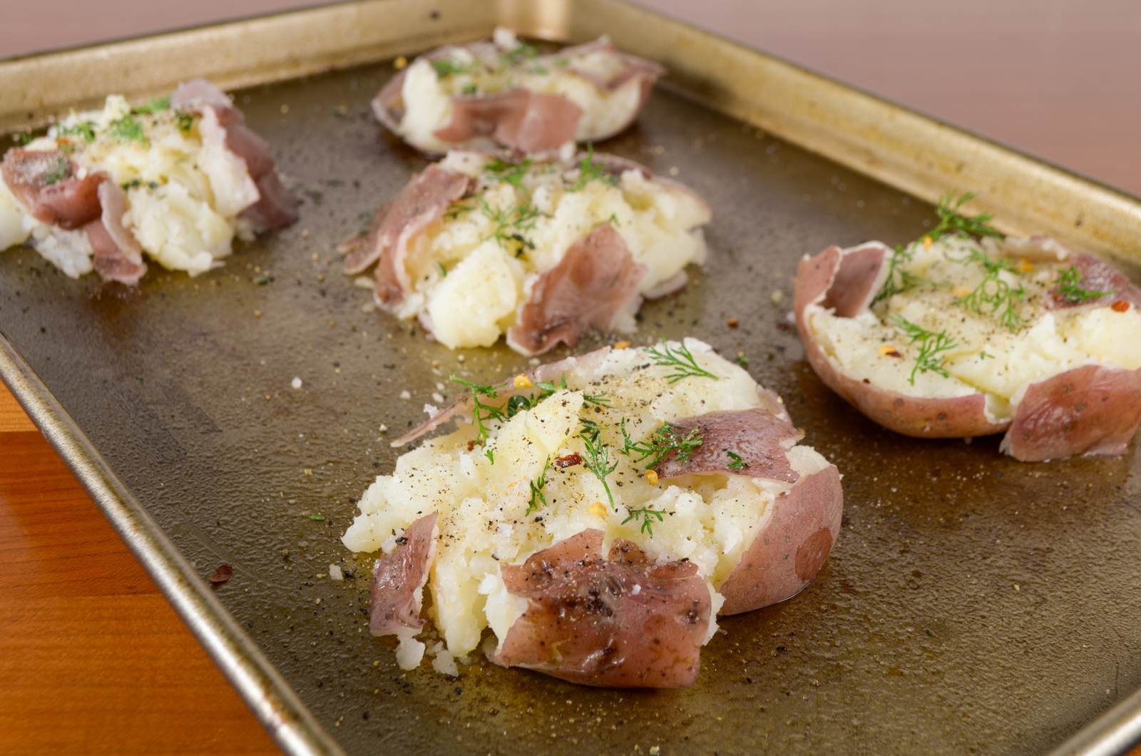 Roasted Smashed Herb Potatoes