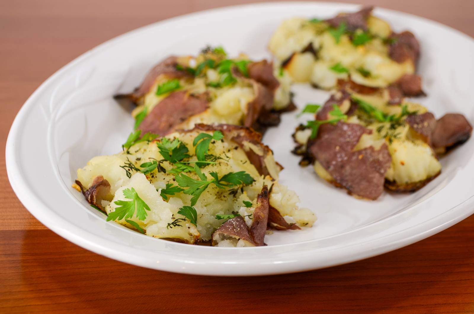 Roasted Smashed Herb Potatoes