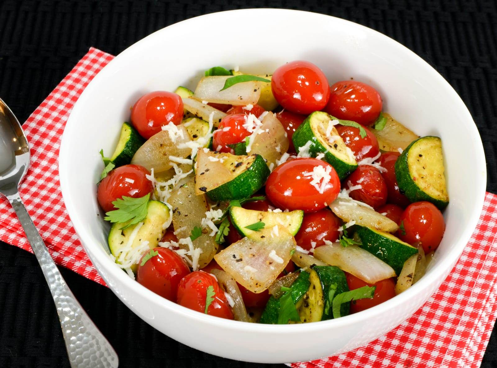 Zucchini and Tomato Sauté with Cotija Cheese and Cilantro