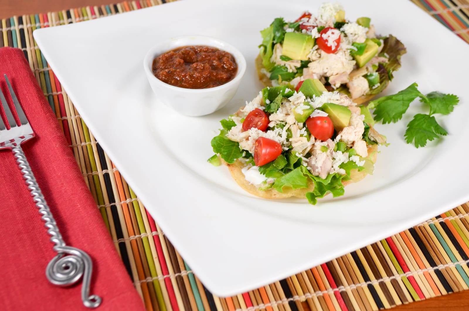 Mini Chicken Tostadas with Avocado