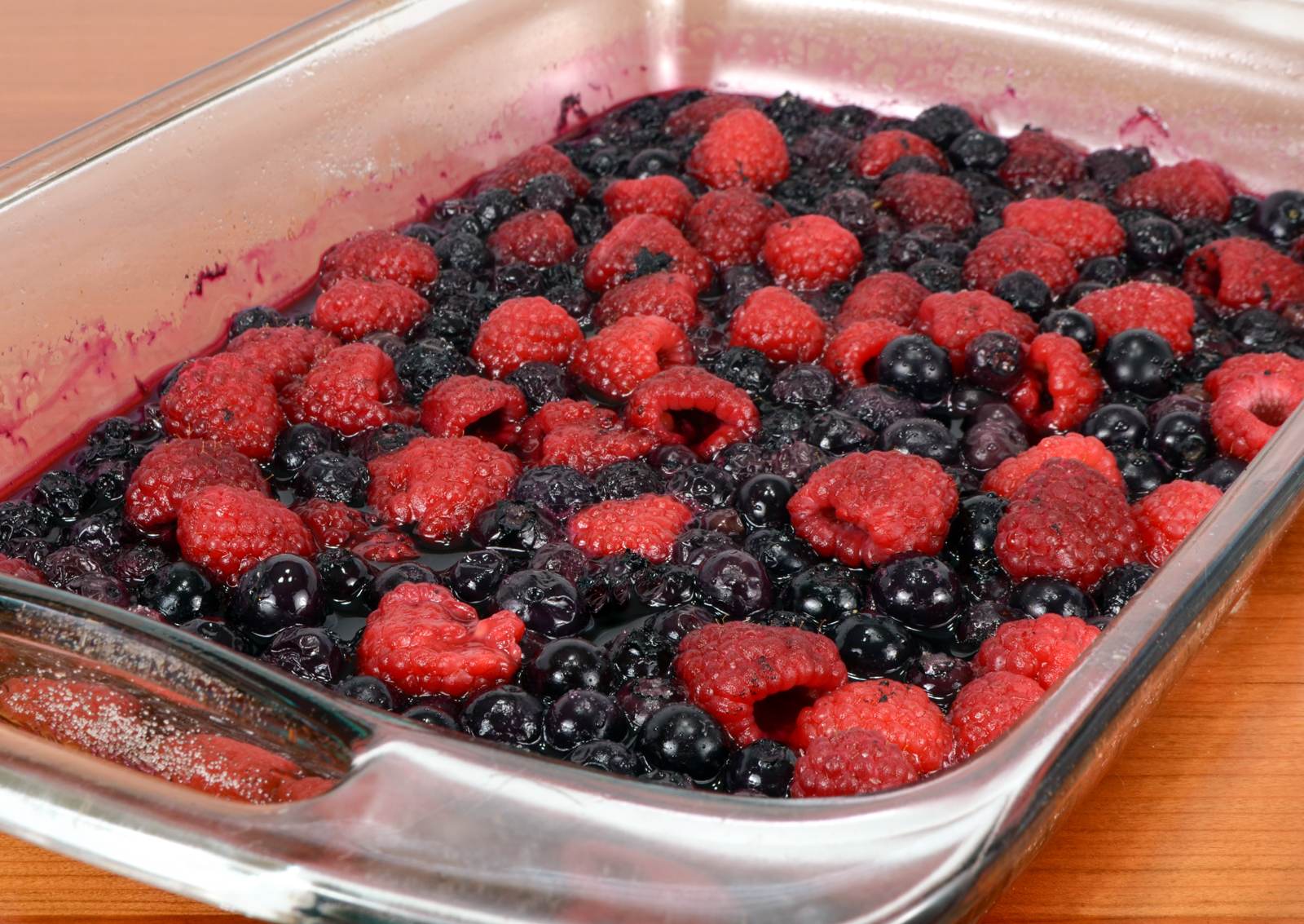 Roasted Raspberries and Blueberries with Vanilla Bean