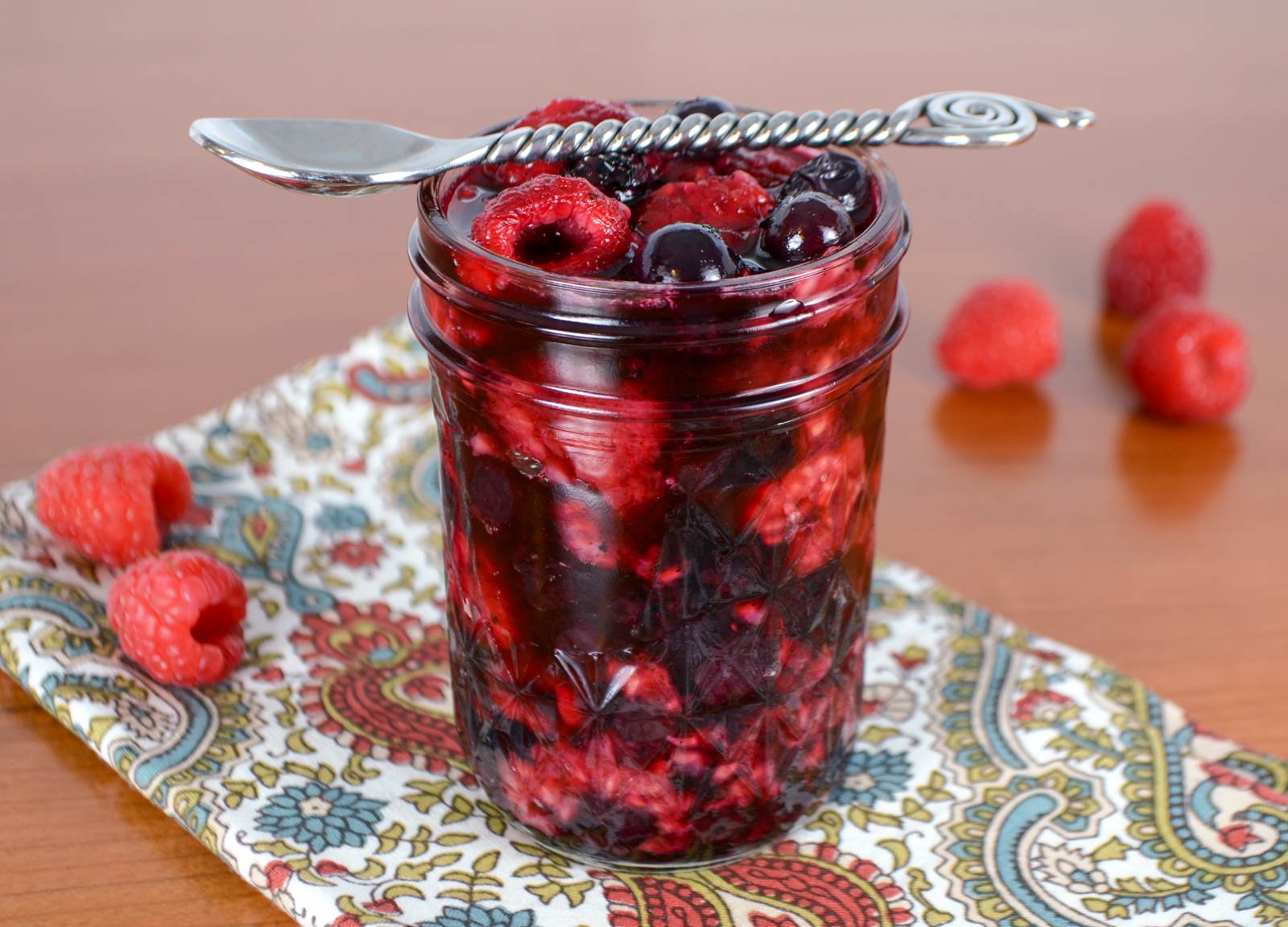 Roasted Raspberries and Blueberries with Vanilla Bean