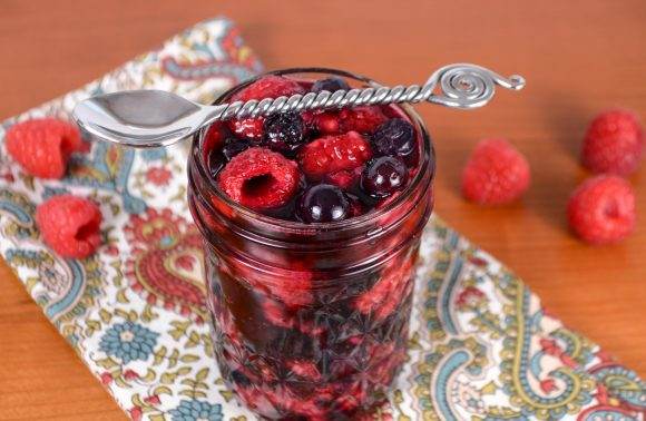 Roasted Raspberries and Blueberries with Vanilla Bean