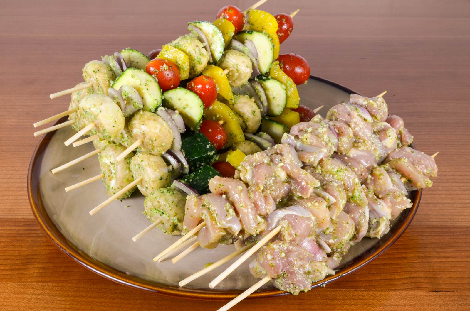 Pesto Chicken and Vegetable Kebabs