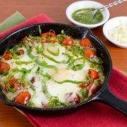 Baked Caprese Eggs with Pesto