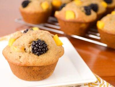 Peach, Blackberry, and Banana Muffins