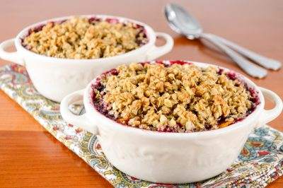 Mini Blackberry, Peach, and Plum Crisp