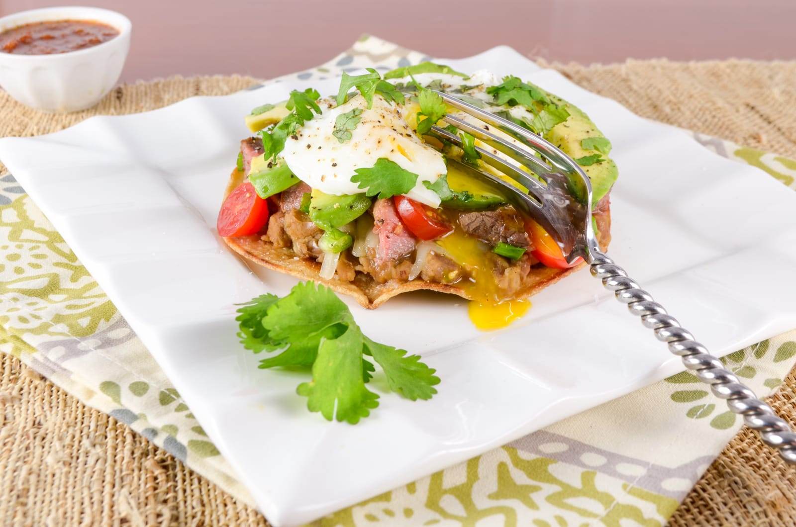 Breakfast Tostada with Steak and Avocado