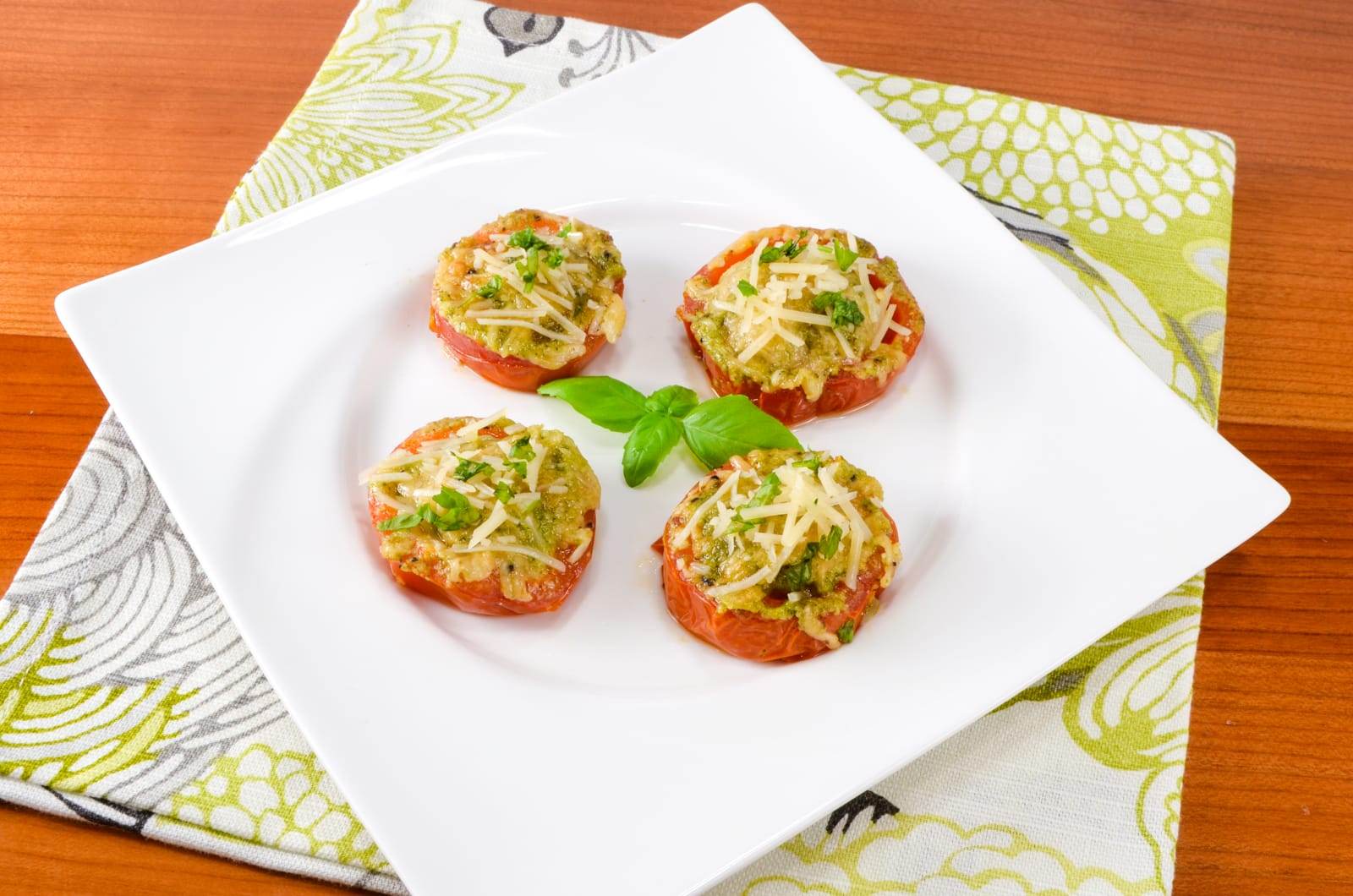 Roasted Tomatoes with Pesto and Parmesan