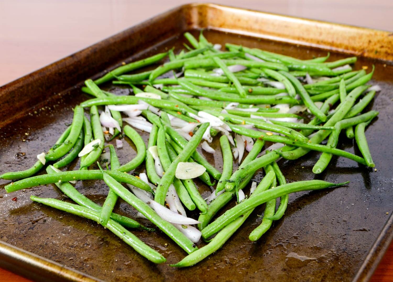 Roasted Green Beans with Herbs, Shallots, and Garlic