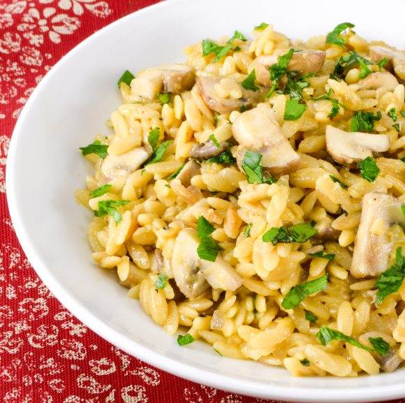 Orzo with Garlicky Mushrooms, Parmesan, and Basil