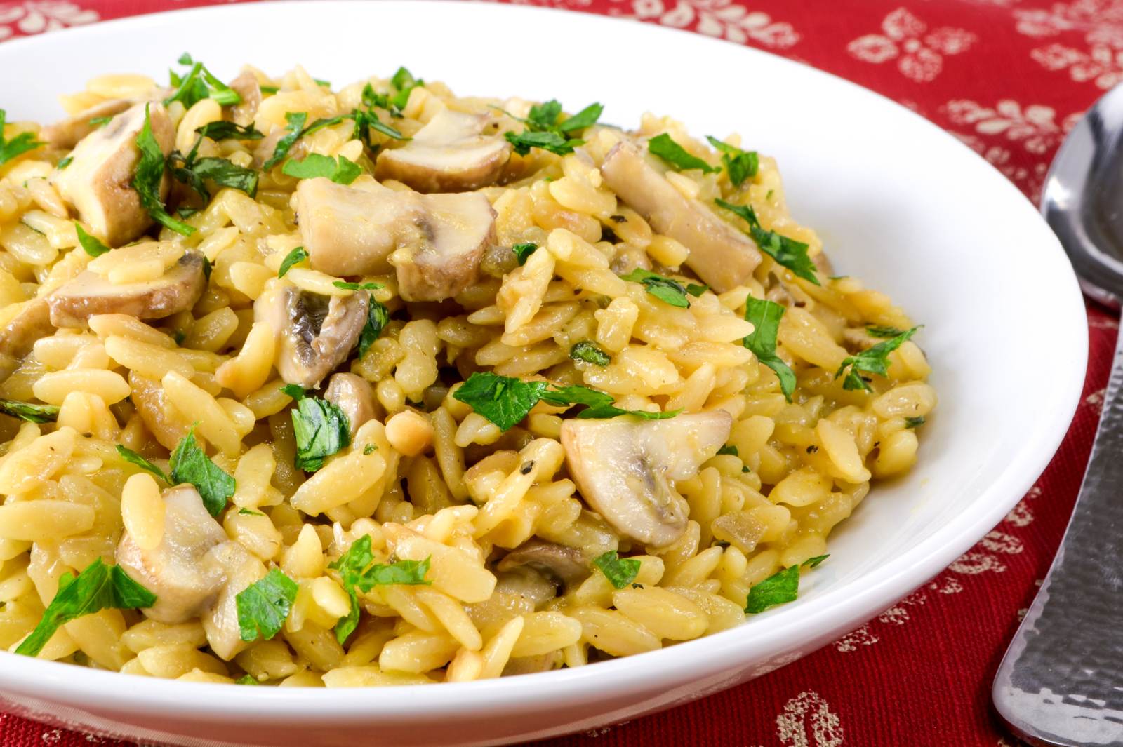 Orzo with Garlicky Mushrooms, Parmesan, and Basil