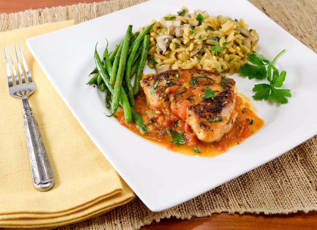 Basil Garlic Chicken Breasts with a Tomato Basil Sauce