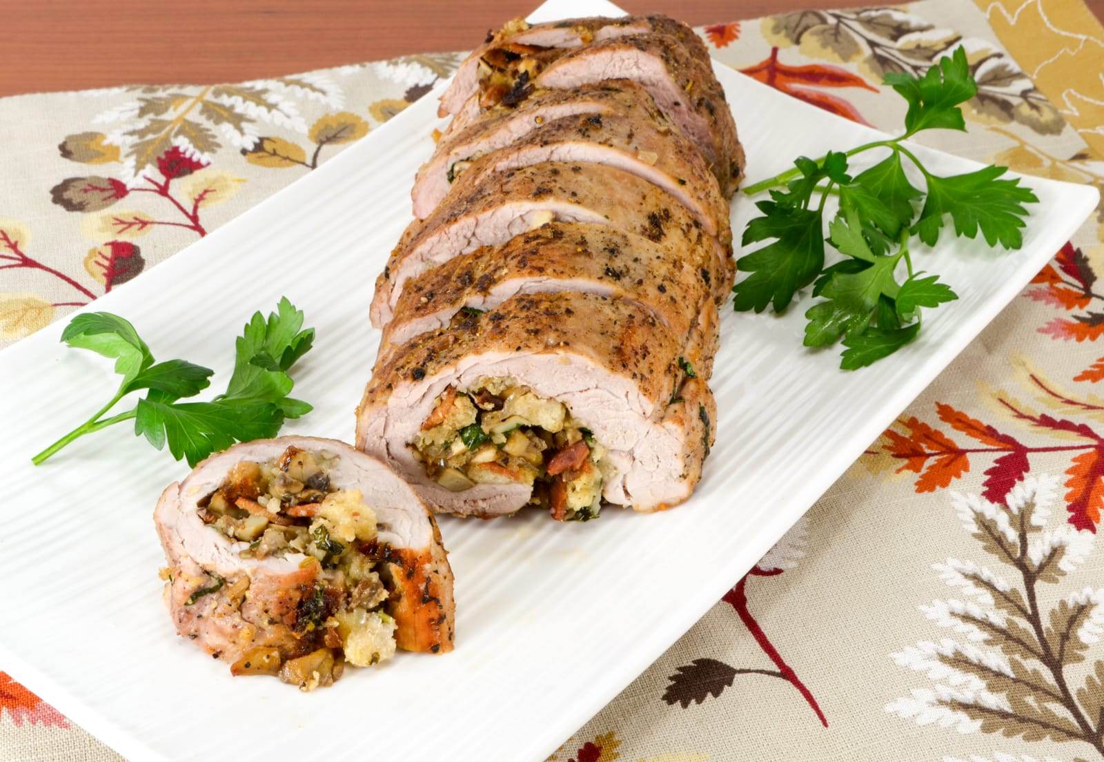 Mushroom, Bacon, and Herb Stuffed Pork Tenderloin