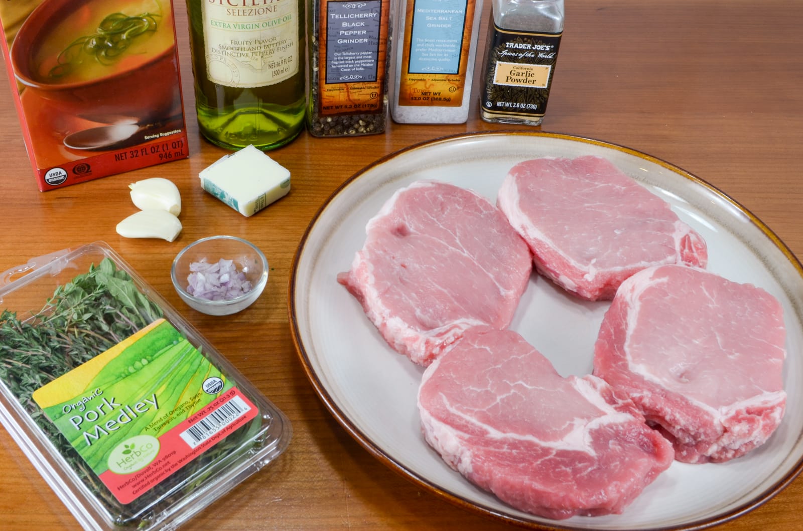 Thick Cut Pork Chops with Herb Garlic Pan Sauce